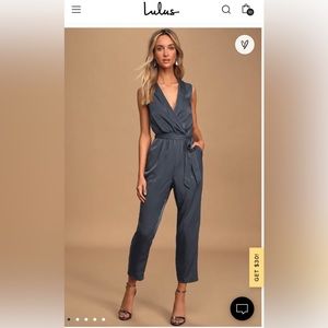 Lulus grey blue jumpsuit size medium new with tags